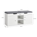 Miniatyrbild 2 av 9: SoBuy Bänk med 2 dörrar Skobänk Hallmöbler FSR96-W White+Gray 100*34*48CM