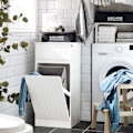 Pikkukuva 1 / 6: SoBuy kylpyhuone kaappi Pyykkikaappi pyykkikorin kanssa BZR110-W Laundry cabinet