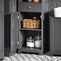 Miniatyrbillede 8 af 8: SoBuy Højt badeværelsesskab med skuffe og låge BZR17-DG Grey High cabinet