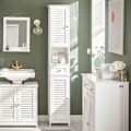 Miniatyrbild 1 av 9: SoBuy Högskåp badrum hörnhylla med 1 lådor och 2 dörrar FRG236-W White High cabinet