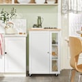 Pikkukuva 1 / 8: SoBuy Tarjoiluvaunu Keittiökaapi pyörillä Kulmakaappi FKW75-WN White