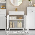 Miniatyrbild 8 av 8: SoBuy Tvättställsunderskåp, Badrumsmöbler, med 2 dörrar,BZR18-W White Sink cabinet(on wall)