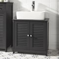 Miniatyrbild 1 av 7: SoBuy Tvättställsunderskåp med 2 dörrar, Badrumsskåp, FRG237-DG Gray Sink cabinet(on wall)