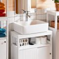 Pikkukuva 5 / 9: SoBuy Kylpyhuone kaappi liukuovilla Allaskaappi BZR185-W Under sink cabinet