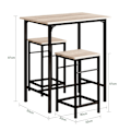 Miniatyrbillede 2 af 8: SoBuy Bordsæt med 2 taburetter Barbord Loungebord OGT10-N Wood Table with 2 stools