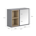 Miniatyrbillede 2 af 7: SoBuy Spejlskab Vægskab Badeværelsesskab Overskab BZR149-DG Gray Wall cabinet