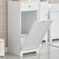Miniatyrbillede 7 af 8: SoBuy Håndklædeskab med skuffe og snavset vasketøjskurv BZR21-W White Laundry cabinet(1 door)