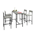 Miniatyrbild 2 av 6: SoBuy Barbord Matgrupp Matbord Loungebord Utemöbler OGT14-HG Gray Rectangular table with 4 chairs