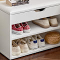 Miniatyrbild 7 av 9: SoBuy Skobänk med dyna,Bänk med skoförvaring,FSR25-W White 60*30*44CM
