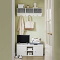 Miniatyrbild 1 av 9: SoBuy Bänk med 2 dörrar Skobänk Hallmöbler FSR96-W White+Gray 100*34*48CM