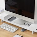 Miniatyrbild 4 av 7: SoBuy Bildskärmsställ Monitorstativet med 2 fack, BBF04-W White Length 60-107 cm