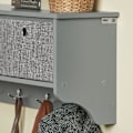 Miniatyrbillede 4 af 9: SoBuy Knagerække med 3 kurve og 5 kroge, Væghylde FRG282-HG Gray