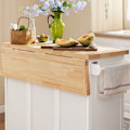 Pikkukuva 5 / 11: SoBuy Keittiösaareke kaappi ja klaffipöytä FKW41-WN White tabletop in wood