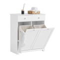 Pikkukuva 3 / 8: SoBuy Kylpyhuone kaappi pyykkikori Pyykkikaappi BZR33-W White Laundry cabinet(2 doors)