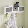 Miniatyrbillede 7 af 9: SoBuy Knagerække med 3 kurve og 5 kroge, Væghylde FRG282-W White