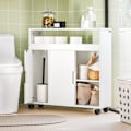 Miniatyrbillede 9 af 9: SoBuy Badevogn Fritstående badeværelsesskab,BZR02-W White.  W70 x D20 x H71cm