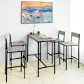 Pikkukuva 1 / 6: SoBuy Baaripöytä ja 4 baarijakkaraa Keittiön pöytä OGT14-HG Gray Rectangular table with 4 chairs