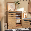 Miniatyrbillede 1 af 7: SoBuy Enkel og moderne konsolbord Skænk med skydedøre FSB65-N Wood Cabinet