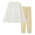 Miniatyrbild 1 av 5: Pyjamasset i borstad polyester för dam, långärmad tröja med rund hals, lös passform, plus size, termiska myskläder för... Yellow L