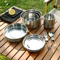 Miniatyrbillede 5 af 10: 12-dele campingkøkkensæt, 304 rustfrit stål, med foldbart håndtag, bærbart til picnics