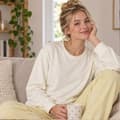 Miniatyrbild 3 av 5: Pyjamasset i borstad polyester för dam, långärmad tröja med rund hals, lös passform, plus size, termiska myskläder för... Green M