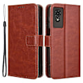 Miniatyrbillede 1 af 5: Til TCL 501 Wallet Case Stativ Crazy Horse Texture Læder Telefon Case - Rød (YJD) Brun Brown TCL 501