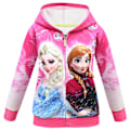 Miniatyrbillede 1 af 3: Frozen Jakke med Hætte Lynlås Langærmet Trøje Jumper Pullover Toppe til Piger 3-8 År [HK] Roserød Rose Red 6-7 Years