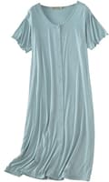 Nattlinne, kortärmad, knäppning, V-ringning, avslappnad pyjamas, plusstorlek XL XL
