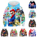 Super Mario-tryck barnhoodie, långärmad sweatshirt, sporttopp, E 5-6 år EE E 5-6 Years