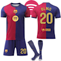 Miniatyrbild 1 av 2: Barcelona Hemmafotbollströja Barn & Vuxna 2024-2025 Med Strumpor Nr.20 Olmo No.20 Olmo 20