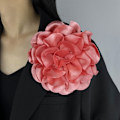 Miniatyrbillede 1 af 8: Stor blomsterbrosche mode fransk badge satin dekorativ Pi Watermelon Red