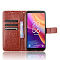 Miniatyrbillede 2 af 5: Til TCL 501 Wallet Case Stativ Crazy Horse Texture Læder Telefon Case - Rød (YJD) Brun Brown TCL 501