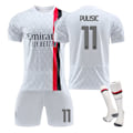 Miniatyrbillede 1 af 2: Sæson 23-24 AC Milan Udebanetrøje nr. 9 Giroud nr. 11 Ibrahimovic Fodboldtrøje NR. 11 PULISIC NO.11 PULISIC 20