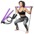 Pilates bar sæt med justerbart modstandsbånd, lilla. Purple
