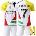 Miniatyrbild 1 av 2: Gos-2526 Real Madrid Minnesutgåva Riyadh Retro Fotbollströja Barn Vuxen Tröja Set 7 Ronaldo- Perfet 7 RONALDO #24 7 RONALDO