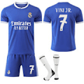 Miniatyrbillede 1 af 2: 2025-2026 Real Madrid Udebanetrøje Blå Børn & Voksen Fodboldtrøje med Strømper No.7 VINI JR No.7 VINI JR 28 No.7 VINI JR