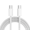 Type-C till Type-C 60W datakabel, kompatibel med iPhone och Samsung, flätad snabbladdningskabel, vit. White 3m