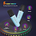 Miniatyrbillede 3 af 5: Karaokemaskine til børn og voksne, bærbar Bluetooth Mini Karaoke Mikrofon Sang højttaler med 2 mikrofoner og lys, legetøj Pink