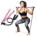 Pilates bar sæt med justerbart modstandsbånd, lilla. Pink