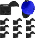 Self-adhesive hat rack, wall-mountable, storage rack for 10 baseball caps, no drilling required, suitable for doors, wardrobes, bedrooms (black).