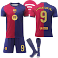 Miniatyrbild 1 av 2: Barcelona Hemmafotbollströja Barn & Vuxna 2024-2025 Med Strumpor Nr.9 Lewandowski No.9 Lewandowski 18