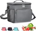 A lunch bag, insulated lunch bag for work, 11-liter large capacity with dual compartments to keep lunch cool. Grey