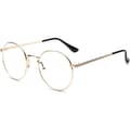 Retro klassiska runda glasögon med metallram, klara linser, unisex. Gold