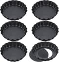 Förpackning med 6 non-stick 10 cm quicheformar, mini brödformar i bulk, pajformar, pajbottnar i bulk, cheesecakeformar, tårtformar