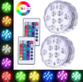 Two LED underwater lights, IP68 waterproof, pool lighting with remote control, RGB pond lighting with 16 colors.