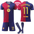 Miniatyrbild 1 av 2: Barcelona Hemmafotbollströja Barn & Vuxna 2024-2025 Med Strumpor Nr.11 Raphinha No.11 Raphinha 28