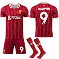 Pikkukuva 1 / 2: Liverpoolin Kotipaita Lapsille ja Aikuisten Jalkapallopaita Sukkien Kanssa 2024-2025 Nro.9 DARWIN No.9 DARWIN 26
