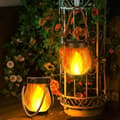 Two-pack Solar-Powered Garden Lights with Flame Effect – Waterproof Pendant Lights, USB Rechargeable, Perfect for Halloween and Garden Decorations. 2-Pack