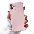 Kompatibel med iPhone 12 rosa telefonfodral, med linsskydd, 1 mm TPU-material, Apple-kompatibel. pink