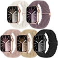 Pikkukuva 1 / 5: 5-pakkauksen punottu Solo Loop -yhteensopiva Apple Watch -ranneke 40 mm 38 mm 41 mm naisille ja miehille, säädettävä nyloninen venyvä elastinen urheiluranneke B B 42/44/45/49mm